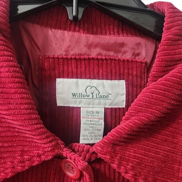 Willow Lane Red Corduroy Shacket Size 1X - Picture 10 of 13